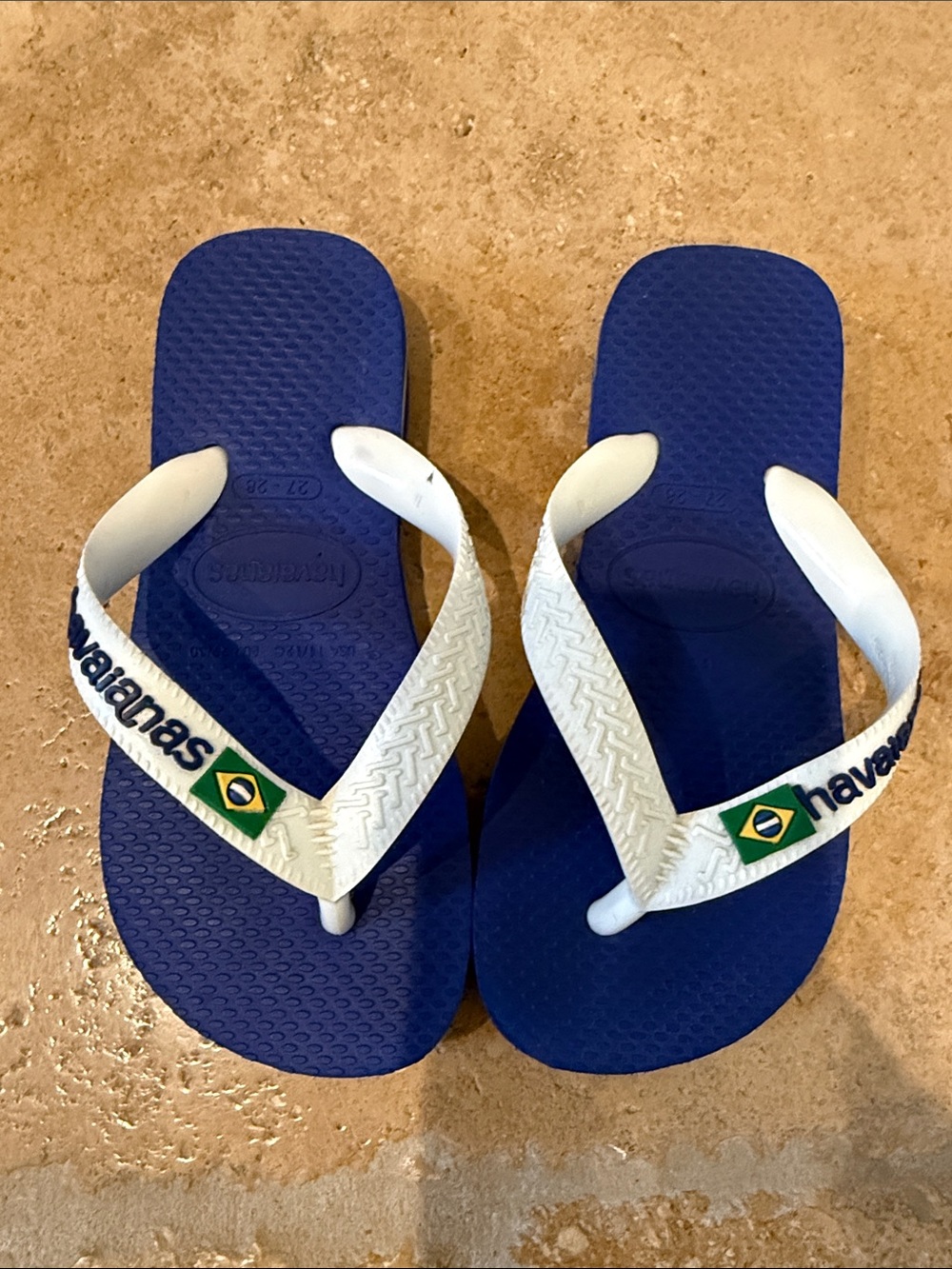 Havaianas Kids Royal Blue Flip Flops with White Straps